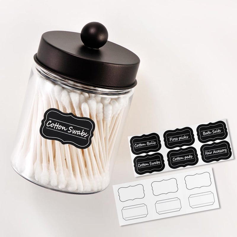 Komashr 3PC Farmhouse Decor Qtip Holder Apothecary Jars Bathroom Vanity Storage Organizer -Countertop Canister Container &Cute Stickers for Cotton Swab, Ball,Pad,Floss ,Paper Clips (Bronze,Plastic) - Image 4